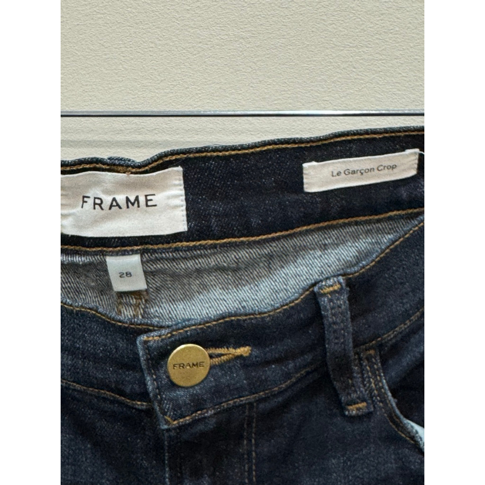 FRAME Le Garçon Crop Jeans Size 28 Straight Leg Relaxed Dark Wash - Picture 3 of 9